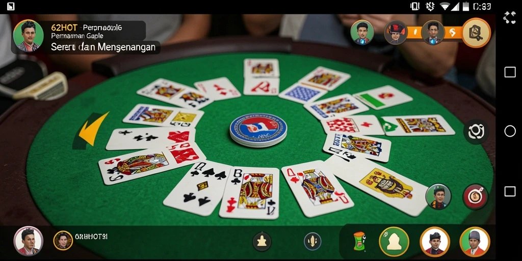 Tampilan gameplay seru dalam permainan Gaple di 62HOT.