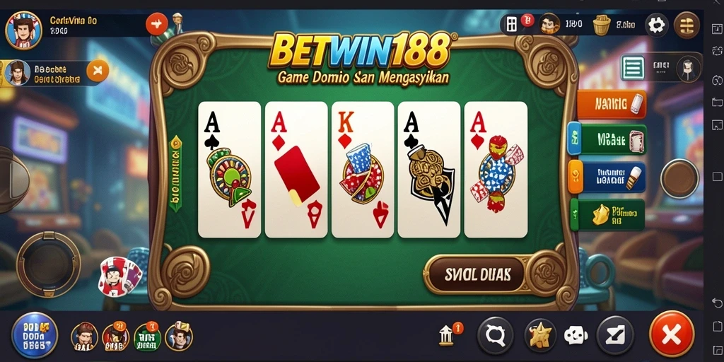Tampilan gameplay domino yang menegangkan dan interaktif.