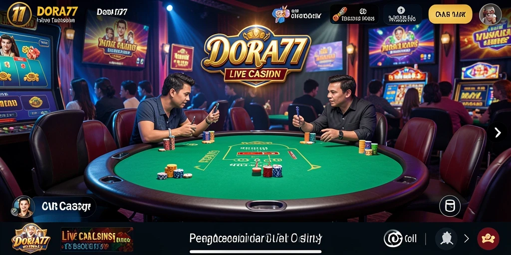 Screenshot DORA77 menampilkan dealer langsung dan permainan yang menarik.