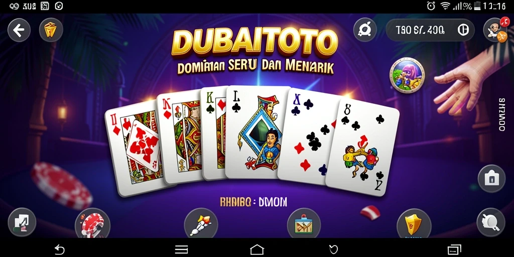 Screenshot gameplay DUBAITOTO yang menunjukkan momen seru dalam bermain domino.