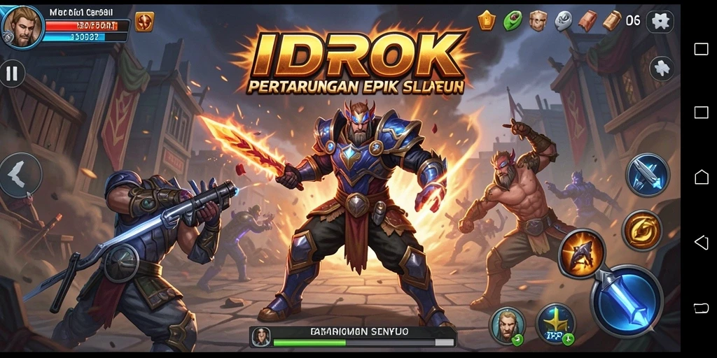 Tampilan gameplay Fighting yang intens di IDROK dengan karakter beraksi.