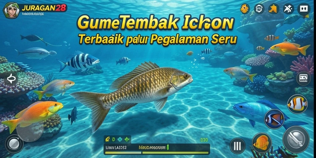 Tampilan gameplay menembak ikan yang seru dan penuh warna.