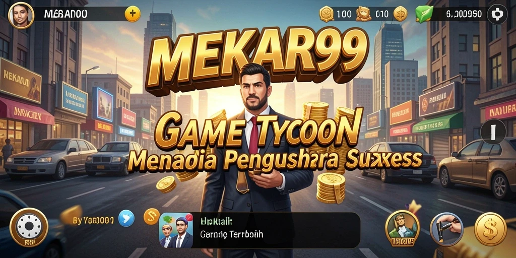 Screenshot gameplay MEKAR99 yang menunjukkan manajemen bisnis yang menarik.