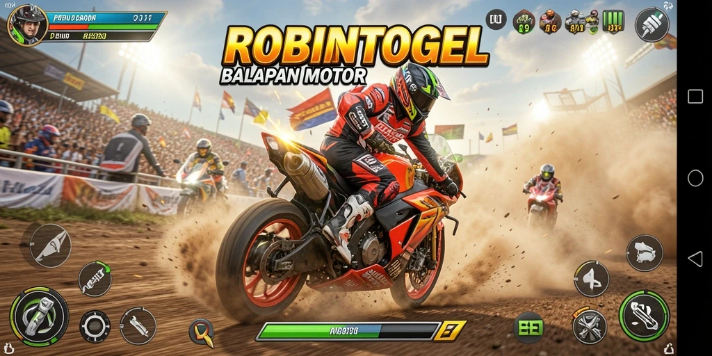 Tampilan aksi mendebarkan dalam balapan motor ROBINTOGEL.