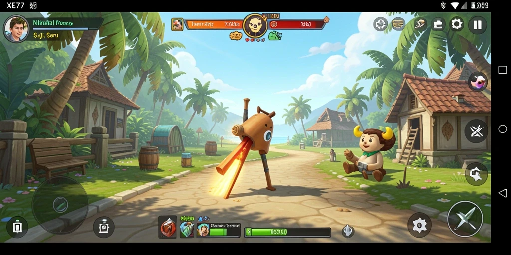 Screenshot gameplay XE77 yang seru dan penuh warna.